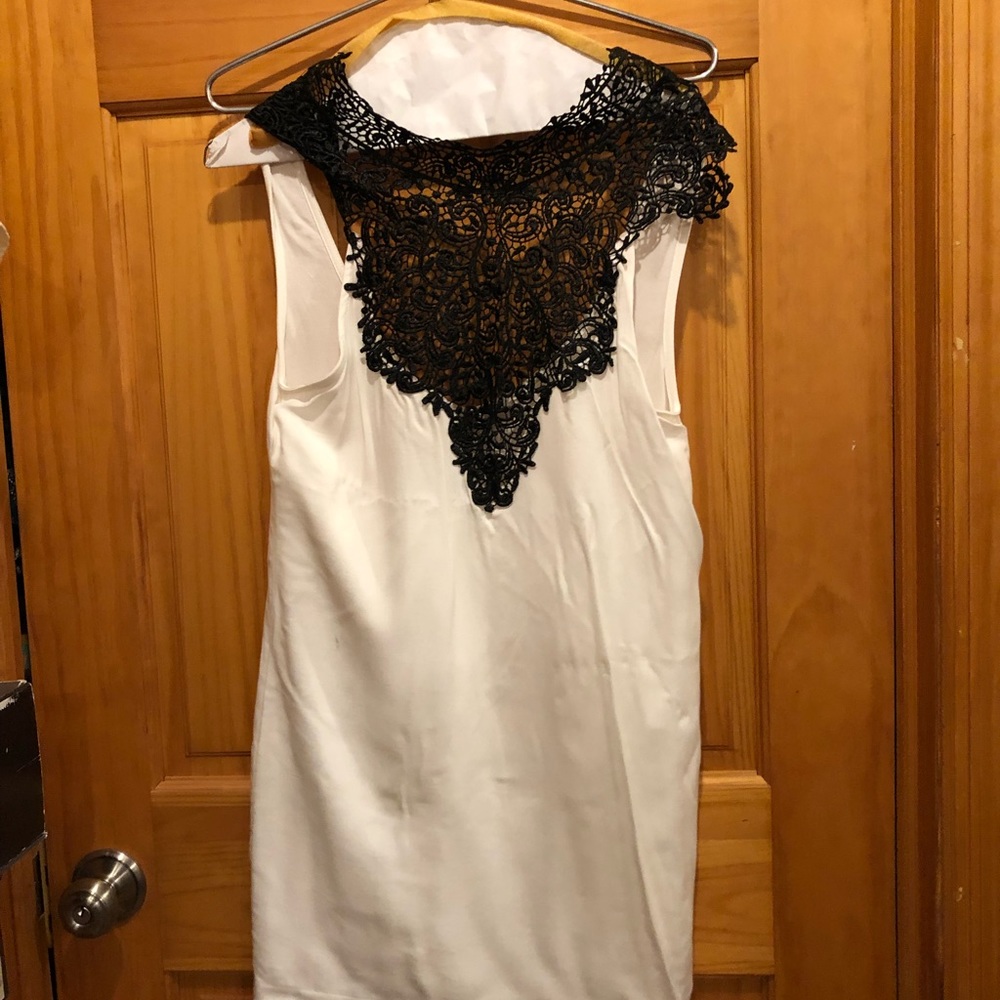 White and black lace dress